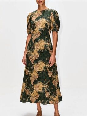 slim fit dress slacks Aida Cascading Ruffle Gown - Oleander Floral Print Sleeveless Maxi Dress